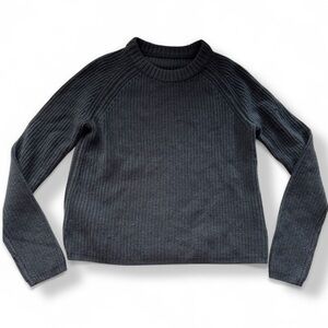Jenni Kayne Cashmere Sweater Women's fisherman knit XS 100%  charcoal grey gray